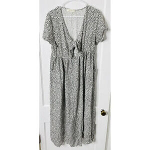 A Beautiful Soul Maxi Dress X XL Leopard Boho Cut Out Tie Side Slit Breathable